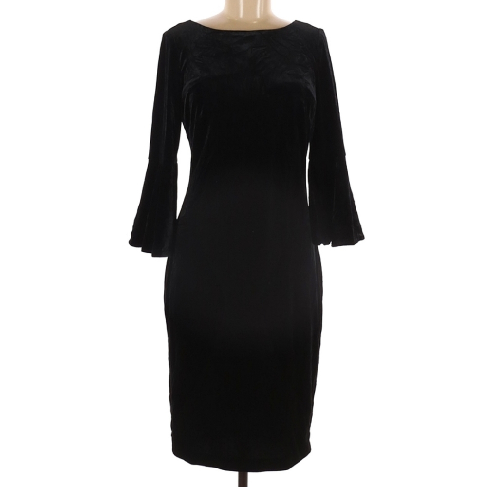 Calvin Klein black velvet bell sleeve dress, 8